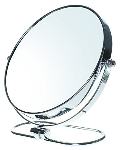 TUKA Miroir Maquillage Pliable, x5 Grossissement, 8 Miroir Cosmétique sur Pied, Miroir pour la Chambre et Voyage, Ø 20 cm Miroir de Table, Double Visage Tournant Miroir de Rasage, TKD3125-5x