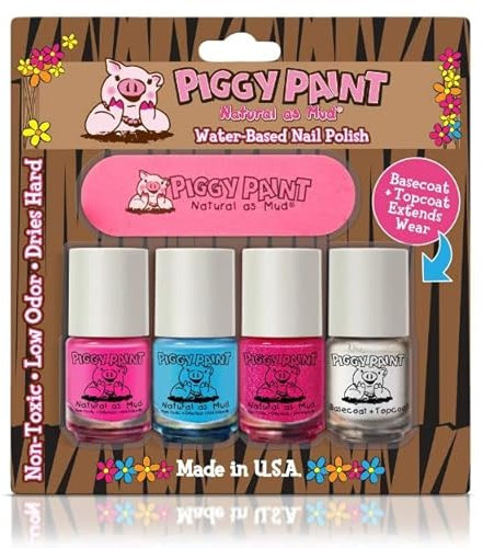 Piggy Paint Non-toxic Girls Nail Polish - Safe, Chemical Free Piggy Paint 4 Pack Mini Set