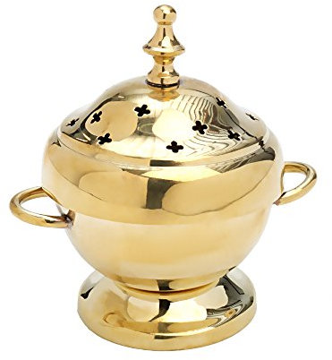 NKlaus Coupelle d'encens intérieur encensoir Or Travail Manuel Laiton déco 7555