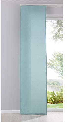 Gardinenbox Flächenvorhang Schiebegardine Cationic Blickdicht Leinen Optik Natura seidenmatt, HxB 245x60 cm, Aqua Landhaus Stil, 204411