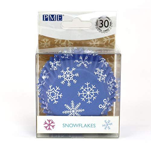 PME BC827 Weihnachtliche folienbeschichtete Cupcake-Förmchen, Schneeflocken (30 Stück), Papier