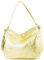 modamoda de - T154 - ital Schultertasche Umhängetasche aus Leder, Farbe:Lightgold