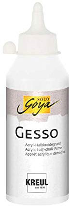 Kreul 85271 - SOLO GOYA Gesso blanc, 250 ml, couche de fond pour supports à peindre à base de demi-crème acrylique, résistant à l'eau et bien couvrant