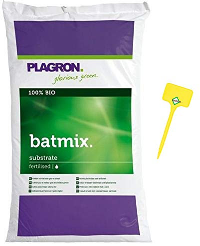 Weedness Plagron Bat Mix Bio 50 litros - Tierra para macetas Crecer Plantas de balcón Tierra para macetas Tierra de jardín Tierra de Tomate