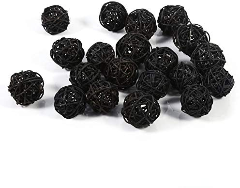 Ymiko Dekorative Kugeln, Deko Kugeln Schwarz, Rattankugeln Klein, Rattan Kugel für Kaninchen, Papagei, Vogelspielzeug(Schwarz)