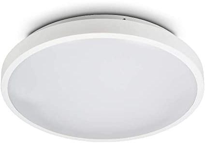 Kwazar Luminaire Deckenleuchte Wohnzimmer Flur 2 x E27 Fassung Modern Deckenlampe rund Aluminium Lampe Ø 33cm Deckenstrahler weiß Romi