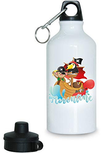 Eurofoto Trinkflasche mit Namen Florentine und Motiv mit Tier-Piraten für Mädchen | Motiv-Trinkflasche | Kinder-Aluflasche