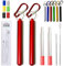 Hoshen 2 pajitas de metal plegables reutilizables, pajitas telescópicas portátiles, incluyendo cepillos y cabezales de silicona (con carcasa), color rojo