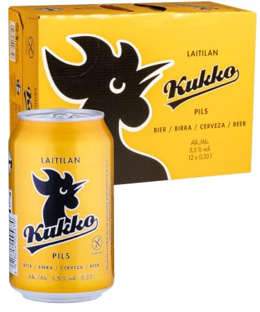 Kukko Pils, glutenfreies Premium Craft-Bier, 24 x 0,33 l Dosen | Kräftiges Pils mit 5,5 % vol., vollmundigem Malz, klarer Bitterkeit und ausgeprägtem Hopfencharakter