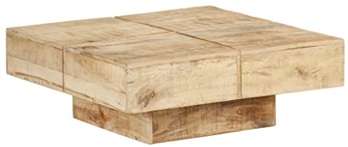vidaXL Mangoholz Massiv Couchtisch Beistelltisch Wohnzimmertisch Kaffeetisch Sofatisch Teetisch Tisch Holztisch Büro Wohnzimmer 80x80x28cm