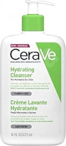 CeraVe - Crème Lavante Hydratante - Visage & Corps - Nettoie et Hydrate Sans Altérer la Barrière Cutanée - Aux 3 Céramides Essentiels + Acide Hyaluronique - Peau Normale à Sèche - 473 ml