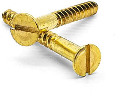 Hippo Hardware M3.5 (3.5mm X 40mm) Solid Brass Slotted Countersunk Wood Screws (Pack of 50)