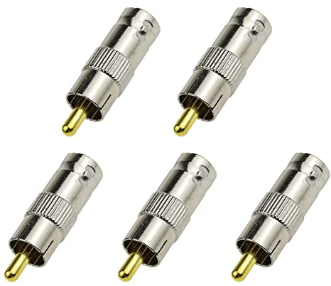 eMagTech BNC-Stecker auf Cinch-Buchse, Messing, vergoldet, AV auf Q9, kompatibel mit Überwachungskamera, Überwachungssystem, Monitor, TV, DVRs, Kameras, 5 Stück