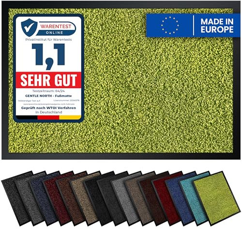Gentle North Hochwertige Fußmatte grün 90x150cm groß für Innen & Außen - Schmutzfangmatte rutschfest, waschbar & wetterfest - Fussmatte für Eingangsbereich & Aussenbereich - Läufer Flur dünn