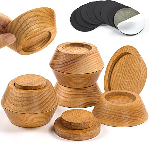FASONLA Bed Risers Furniture Risers (Set of 8) Lifts Height 1, 2, 3 or 4, Solid Natural Wood Risers, Non-Slip Recessed Hole to Heavy Bed/Furniture (Natural Color)
