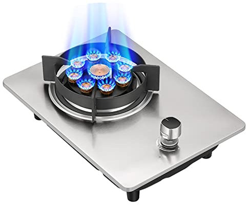 IBOWZ Burner Gas Cooker gas hob Built-in Gas Stove ，Table-Top Cooking ，1-Zone Gas Hob， Non-slip Cast Iron Hob Rings ，Easy To Clean, Compatible With All Cookware [Energy Class A] (Color : D silver,