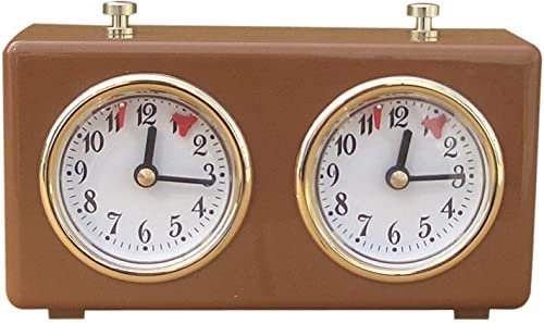 Schachuhr Timer, Schachuhren Analog Mechanischer Countdown Schachuhr Mechanisch, Analog Chess Clock, Professionelle Schachuhr, Internationaler Holz Wettbewerb Timer für Turnier Brettspiel (Khaki)