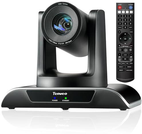 Tenveo PTZ Conference Camera 20X Optical Zoom USB3.0/RJ45/HDMI IP Live Streaming Camera 1080P 60FPS Webcam PoE Supports Skype Zoom Teams OBS for Meeting Church Worship Services Education