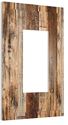 Cubiertas de interruptor de luz con patrón de textura de madera rústica, 1 banda, basculante/Decora, placa frontal eléctrica decorativa GFCI para dormitorio, baño, cocina (plástico)