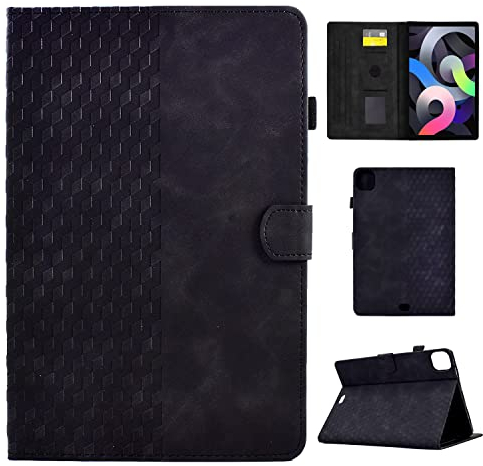 CASAFUNY Coque pour iPad Air 11 Pouces M3/M2 (2025/2024), iPad Air 5e/4e (Modèle 2022/2020, 10,9 Pouces) Housse de Protection en Cuir PU Étui Case Tablette Étui Smart Cover, Noir