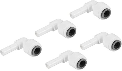 PATIKIL 1/4 Acqua Tubo Stelo Gomito Connettore, 5pz 90 Grado Pressione Collegamento Acqua Linea Raccordo per RO Acqua Sistemi, Bianco