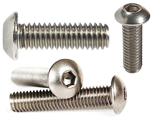 Tornillos de cabeza de botón M4 (4 mm x 8 mm) de grado marino, tornillos Allen de acero inoxidable A4 (paquete de 20)