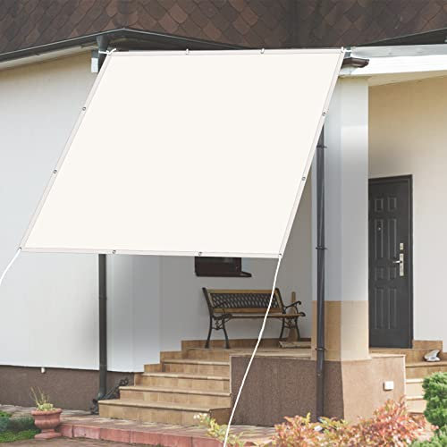 Tenda a Vela Impermeabile 5 x 6 m Tenda a Vela Impermeabile, Vela Ombreggiante Rettangolare Metri Protezione Raggi UV Adatto per giardini, piscine, spiagge, Avorio