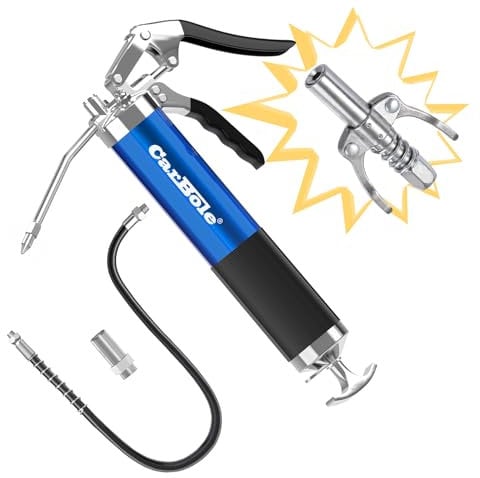 CarBole Pompe à Graisse 8000PSI Manuelle avec Raccord de Pistolet à Graisse,Pistolet à Graisse Robuste à Poignée Pistolet avec Tuyau Flexible de 18|Rallonge Rigide de 6 |Buse Pointue (Bleu)