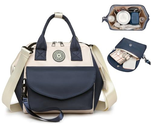 Balakaka Baby Wickeltasche Kinderwagen mit Schnullertasche, 7L Große Wickelrucksack Mommy bag, 2-in-1 Abnehmbare Tasche Reise Windeltasche Henkeltaschen für unterwegs