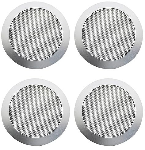 Fegtrty 2 rejillas de altavoz de techo, rejilla de altavoz de audio integrada de techo de 4 pulgadas (plata)