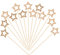 ENLACE Estrella - Pinchos para cócteles (50 unidades, madera, para comida, cócteles, decoración de cócteles, estrella dorada, palillos de madera para barbacoa, frutas, cupcakes, cócteles