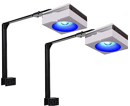luz LED para Acuario, Kit de 2 lámparas con Brazo 2 uds RS90 luz de Acuario Led, Pantalla Led de Acuario Marino de Arrecife, luz de Acuario for Coral de Arrecife de 80-120cm 48