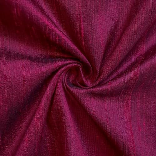 Fabric Mart Direct Magentaroter Dupionseidenstoff am laufenden Meter, 41 Zoll oder 104 cm Breite, 5 fortlaufende Meter roter Seidenstoff, geflammter Dupionseidenstoff, Großhandel für Brautkleider
