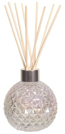 Decorative Diffuser Bottle & Reeds Set - Clear Pearl Colour Glass, 50 Ratan Reeds - Elegant Home Decor Accessories for Stylish Home