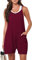 CLOUPSO Jumpsuit Damen Sommer Träger Lässiger Kurz Arbeitshose Latzhosen Ärmellos Overall Lose Einteiler Romper Hosenanzug mit Spagettiträger mit Große Taschen Rot L