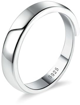 ALEXCRAFT Ring Silber 925 Damen Herren Offene Verstellbare Geschenke für Frauen Freundin Mama Mädchen Valentinstag 4mm