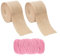 2 rotoli di nastro di iuta, 1 rotolo di corda di canapa rosa, nastro di iuta in iuta, retro largo, nastro decorativo, nastro di iuta con pizzo