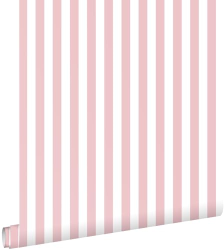 ESTAhome Tapete Streifen Rosa und Weiß 50 x 900 cm