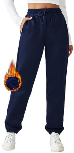 PINSPARK Damen Jogginghose Sporthosen Lange Yoga Hosen Loose Casual Trainingshose Fitness High Waist Jogger Laufhosen Modern Navy BAU M