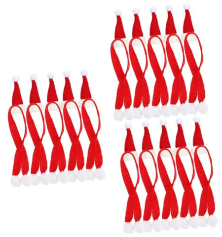 HEMOTON 15 Sets Miniatur Weihnachtsmützen Weihnachtstischdekorationen Weihnachtsmannmützen Kunsthandwerk Kleine Weihnachtsmannmützen Mini Weihnachtsmannmützen