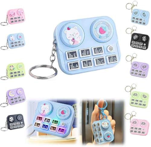 Generisch Mini Animal Dj Keychain,Mini Dj Keychain,Mini Musical Instrument Car Keychain,Dj Disc Keychain For Kids,Cute Cartoon Pattern Keychain Decoration,Light-Up Keychain With Sound Effects (bear)