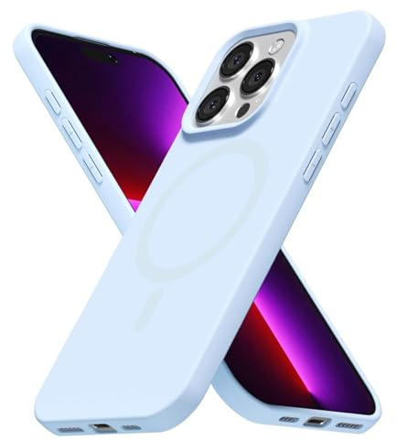 LoeoeL for iPhone 13 Pro Case Silicone Mag Safe, Compatible with Magsafe Ultra Slim Thin Magnetic Phone Case for Women Girls, Soft Rubber Gel Matte TPU Solid Color Minimalist Cover, Light Blue