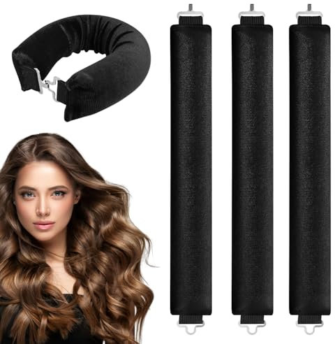 Hitzefreie lockenwickler,Heatless curls, 4 Stück Hair curler, Lockenwickler, Heatless curls band,Lockenwickler über nacht,Lockenwickler über nacht Locken ohne hitze, Locken ohne hitze(Schwarz)