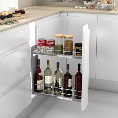 Menage Confort - Flaschenhalter mit seitlichen Führungen für Möbel mit Außenbreite 150 mm - Chromstahl/Melamin weiß