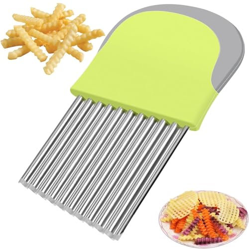 YUNYU Stainless Steel Crinkle Chip Cutter - Potato Chipper & Vegetable Chopper for Slicing, Dicing, Salad Prep & Frying | Multi-Purpose Kitchen Tool