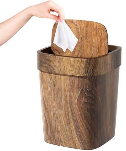 Rrlihjgu Garbage Can for Bathroom | Rectangle Toilet Garbage Bin,12L Decorative Odor-Proof Litter Bin with Swing Lid for Laundry Room Farmhouse Bathroom Patio Area Under Sink