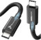 Reagle THUNDERBOLT 5 2m Schnellladekabel USB-C PD 240W 16K/60Hz, 4K/240Hz/120Hz,80 Gbps,Nylon Geflochten, USB4 Kabel, Kompatibel mit Macbook Pro 14 16