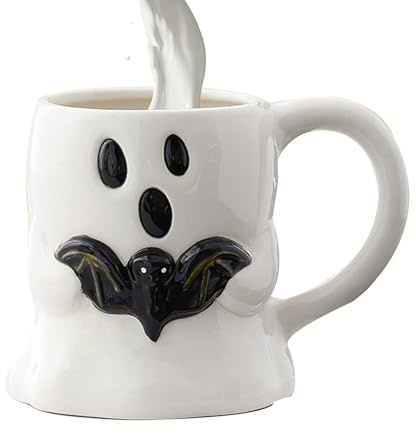 Halloween Ghost Mug - Ghost Ceramic Coffee Mug Drinking Cups, Halloween Decorations Drinkware Cute Decor for Parties Favors Bedroom Kitchen Bookshelf Birthday Desk Table Kids Adults