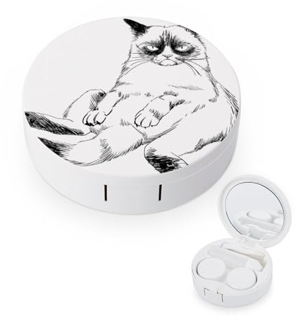 fkgvwo Contact Lens Case Cool Cat Contact Lens Box Travel Kit Portable for Travel & Home