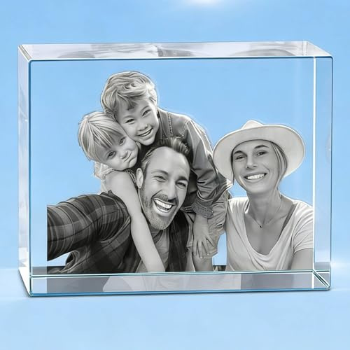 3D-Kristallfoto, personalisierter Kristallglas-Bilderwürfel mit eigenem Foto für Mutter, Vater, Ihn, personalisierte Gedenkgeschenke für Weihnachten, Geburtstag, Hochzeit, Jahrestag, Gedenkstätte